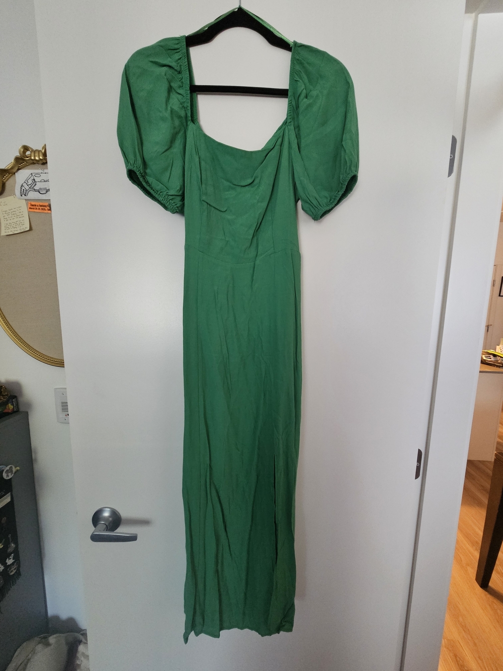 New Look Emerald Green Puff-Sleeve Maxi Dress